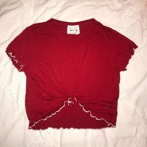 Sadie plus Sage red tie crop top